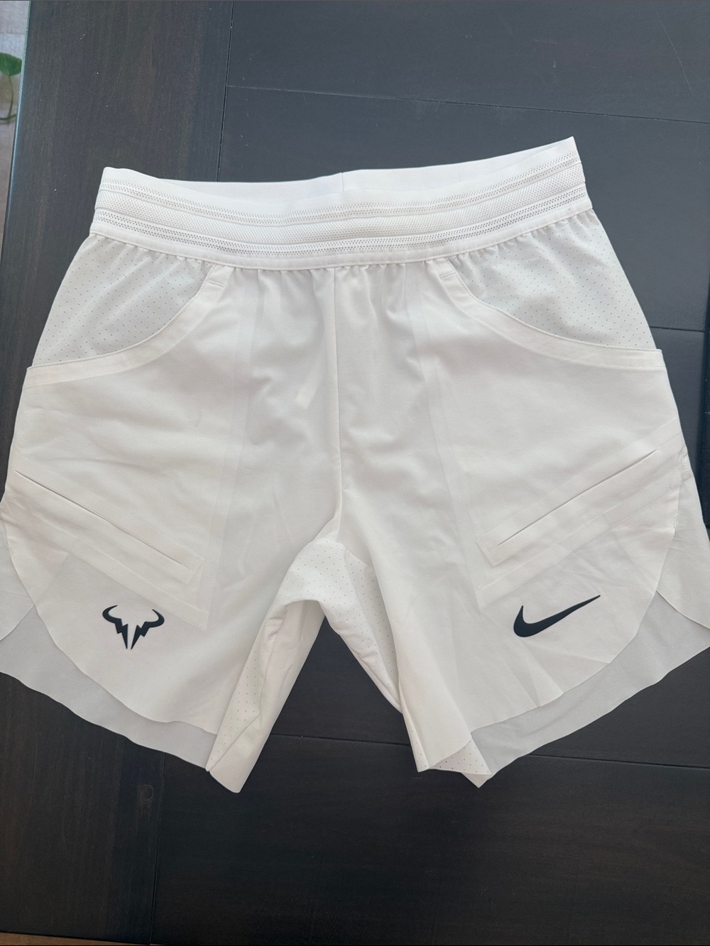 Nike Men’s White Rafa Tennis Shorts with Black Logos